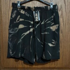 AFRM Black and Cream Tie-Dye Shorts